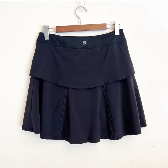 •ATHLETA• Black Wherever Layered Ruched A-Line Skort Size 2 - Picture 1 of 8